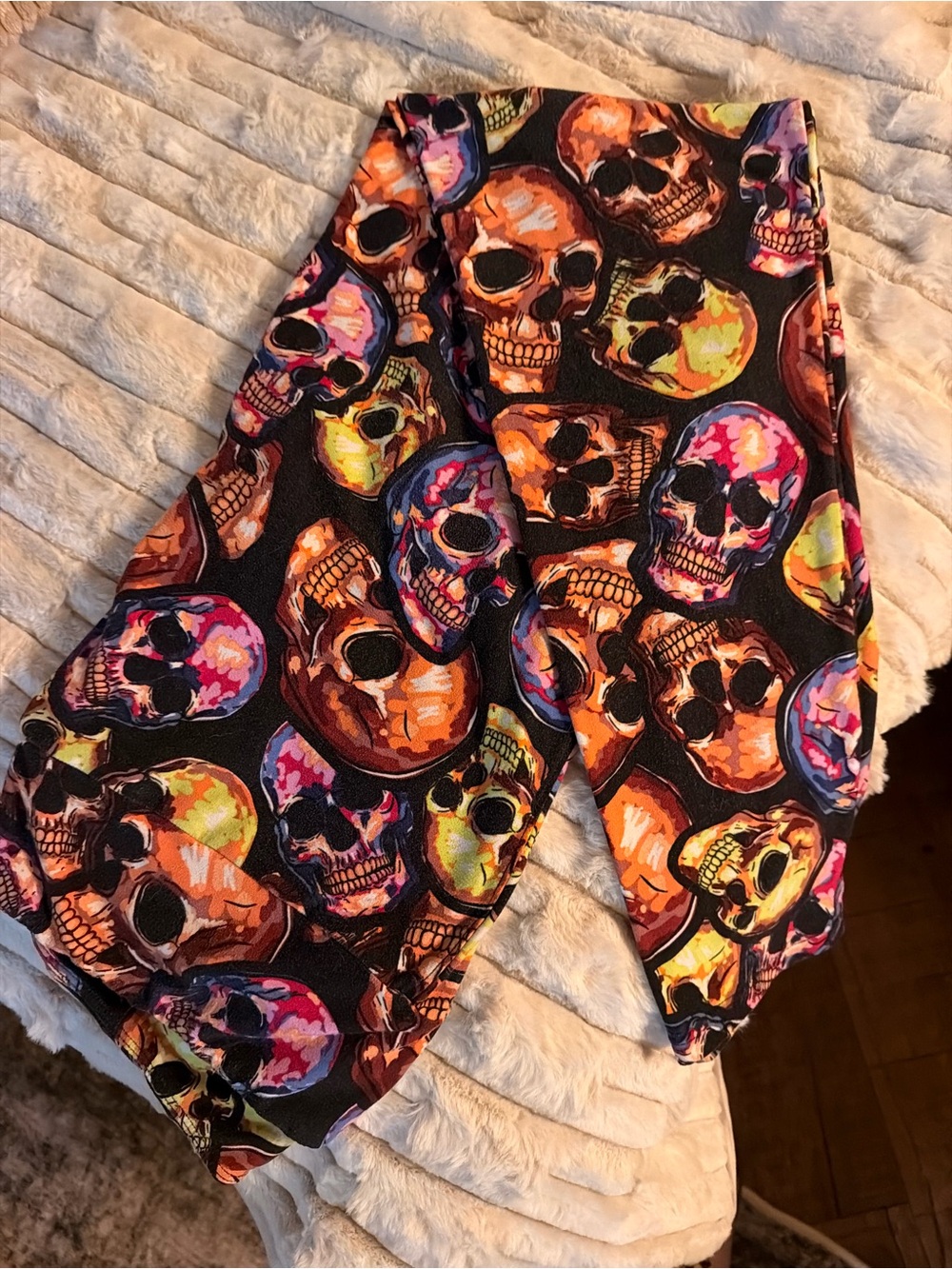 LuLaRoe TC Halloween Rainbow Sugar Skull Leggings Watercolor Colorful Goth